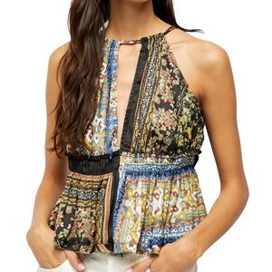 Free people halter tank flown black combo top